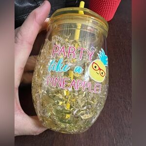 Party like a pineapple chiller wine plastic tumbler yellow